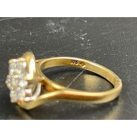 Ladies 9ct Yellow Gold Cubic Zirconia Flower Design Ring Fine Jewellery