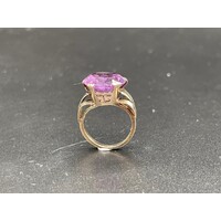 Ladies 9ct Rose Gold Purple Gemstone Ring (Pre-Owned)