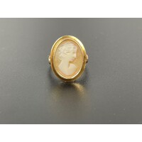 Ladies Solid 9ct Yellow Gold Cameo Fine Jewellery Ring 5.0 Grams Size UK L 1/2 