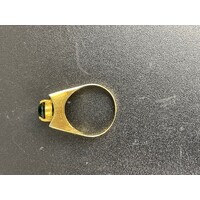 Men's 14ct Yellow Gold Green Gemstone Ring (Pre-Owned)