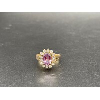 Ladies 9ct Yellow Gold Purple Gemstone Ring (Pre-Owned)