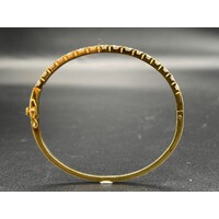 Ladies 14ct Yellow Gold Diamond Oval Bangle (Pre-Owned)