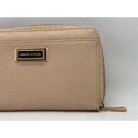 Urban Status Women’s Zip-Around Leather Wallet Pouch Beige 