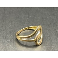 Ladies 9ct Yellow Gold Interlock Swirl Design Ring