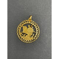 Unisex 21ct Yellow Gold Large Round Pendant (Pre-Owned)