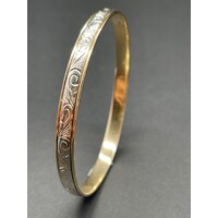 Ladies 9ct Two Tone Round Bangle