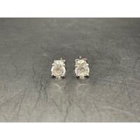 Ladies 18ct White Gold CZ Stud Earrings