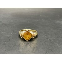 Ladies 9ct Yellow Gold Yellow Gemstone Ring