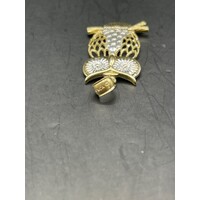 Ladies 9ct Yellow Gold Owl Animal Pendant