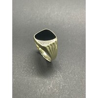 Men's 9ct Yellow Gold Black Gemstone and Diamond Ring