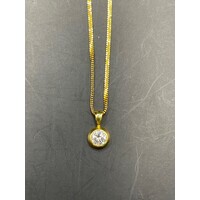 Ladies 22ct Yellow Gold Snake Link Chain & Diamond Pendant