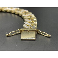 Mens 9ct Yellow Gold Diamond Cut/ Sanblast Curb Link Bracelet