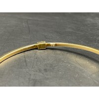 Ladies 9ct Yellow Gold Round Hinged Cuff Bangle