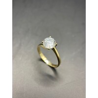 Ladies 14ct Yellow Gold Solitaire Cubic Zirconia Ring