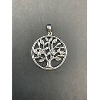 Ladies 9ct White Gold Tree Of Life Pendant