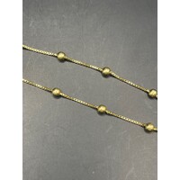 Ladies 18ct Yellow Gold Cable Chain and Station Bead Necklace