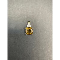 Ladies 9ct Yellow Gold Brown Gemstone Pendant