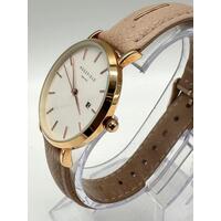 Rosefield RF165 Ladies Pink Rose Gold Leather Band Watch Analog Display