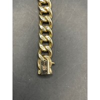 Unisex 14ct Yellow Gold Curb Link ID Bracelet