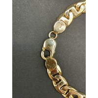 Mens 9ct Yellow Gold Anchor and Birdseye Link Bracelet