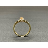 Ladies 9ct Yellow Gold Morganite and Diamond Ring