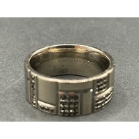 Mens 18ct White Gold Black Diamond Ring