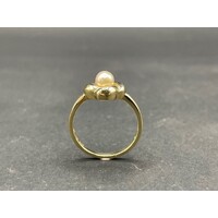 Ladies 14ct Yellow Gold White Pearl Ring