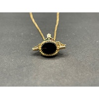 Ladies 9ct Yellow Gold Box Link Necklace and Pendant