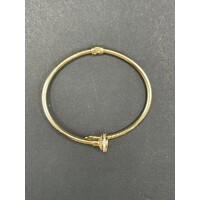 Ladies 18ct Yellow Gold Oval Hinged Bangle