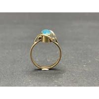 Ladies 9ct Yellow Gold Opal Gemstone Ring