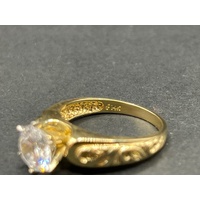 Ladies 14ct Yellow Gold Cubic Zirconia Ring