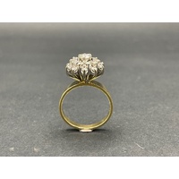 Ladies 18ct Yellow Gold Diamond Cluster Flowerette Ring