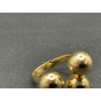 Ladies 14ct Yellow Gold Plain 3 Ball Wrap Around Ring