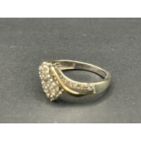 Ladies 10ct White and Yellow Gold Diamond Cluster Ring