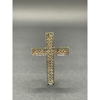 Unisex 18ct Yellow Gold Diamond Cluster Cross Pendant