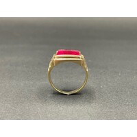 Ladies 9ct Yellow Gold Red Gemstone Ring