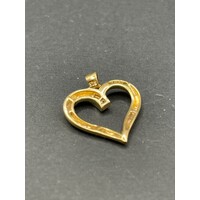 Ladies 9ct Yellow Gold Diamond Heart Pendant