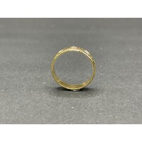 Unisex 18ct Yellow Gold Laser Cut Pattern Ring