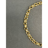 Ladies 9ct Yellow Gold Belcher Link Heart Clasp Bracelet