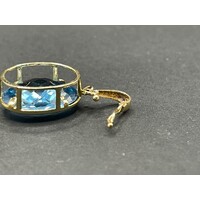 Ladies 14ct Yellow Gold Blue Gemstone Pendant