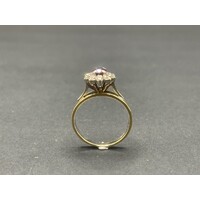 Ladies 18ct Yellow Gold Red Gemstones and Diamonds Ring