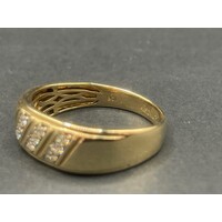 Mens 9ct Yellow Gold Diamond Ring