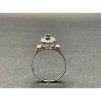 Ladies 18ct White Gold Green Gemstones and Diamond Ring