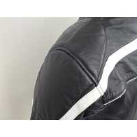 Torque Leather Motorcycle Jacket Black White Size XL