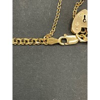 Ladies 9ct Yellow Gold Fancy Link Heart Locket Bracelet