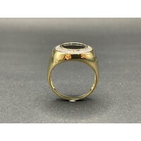 Men's 9ct Yellow Gold Black Gemstone and Diamond Ring