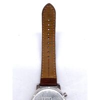 Tommy Hilfiger Unisex White Dial Brown Leather Watch Metal Face TH.329.1.14.2252