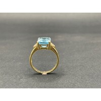 Ladies 18ct Yellow Gold Blue Gemstones and Diamonds Ring