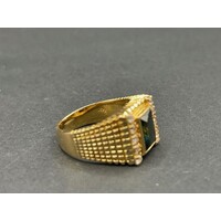 Mens 18ct Yellow Gold Gemstone CZ Ring