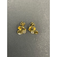 Ladies 18ct Yellow Gold Cubic Zirconia Stud Earrings